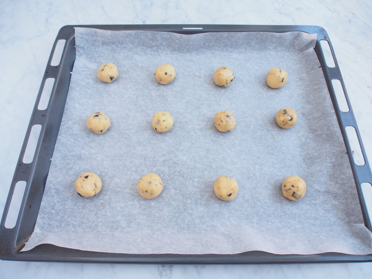 Roll the chocolate cookie dough into balls