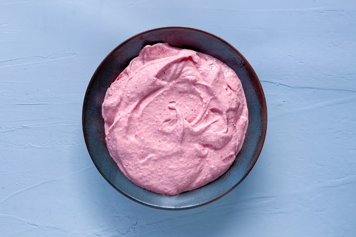 Strawberry ice cream before putting it in the freezer