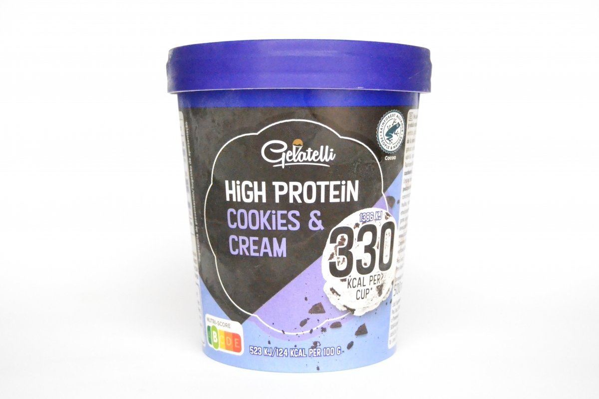 Helado de Lidl de cookies y crema con alto contenido en proteínas