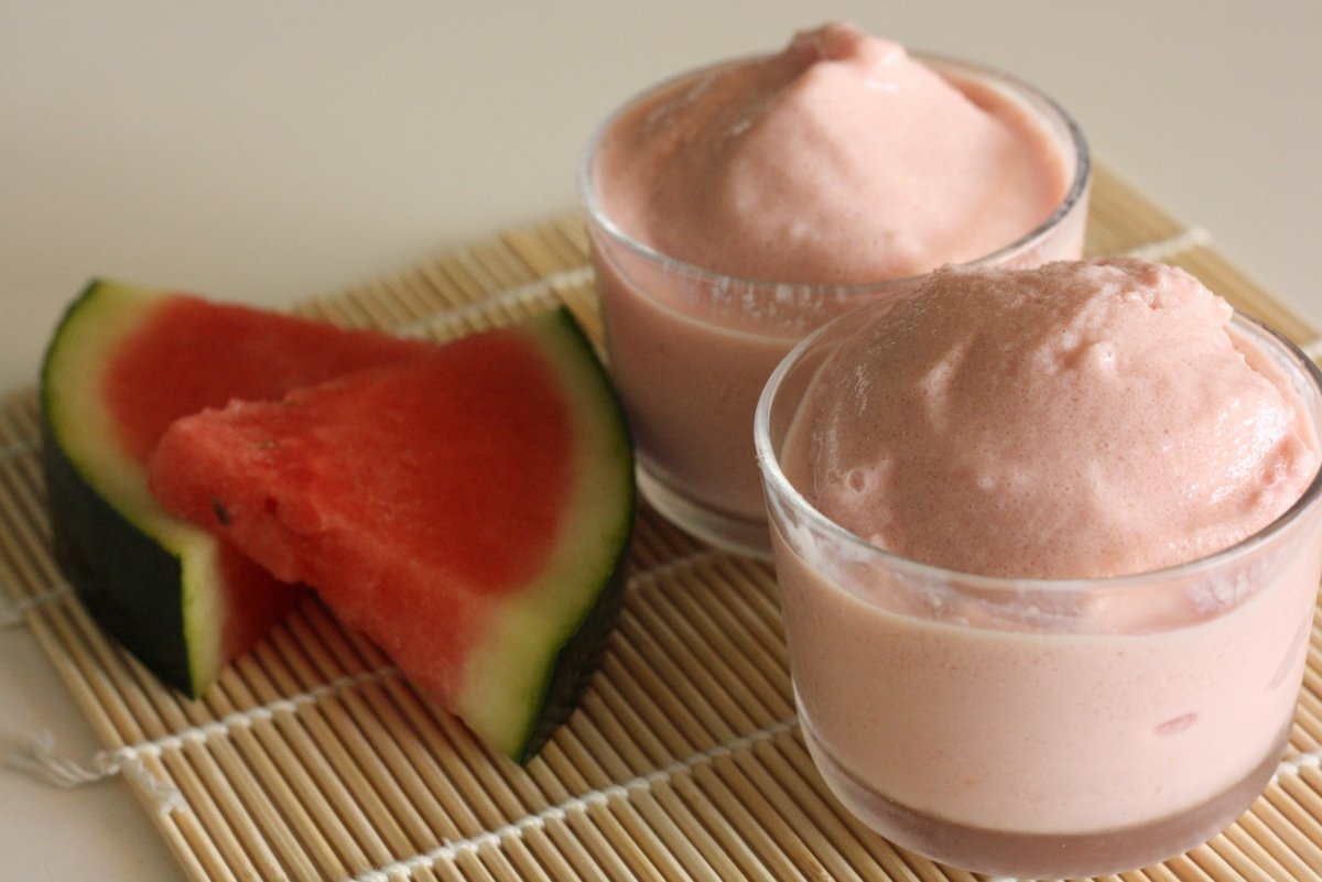 plated watermelon ice cream