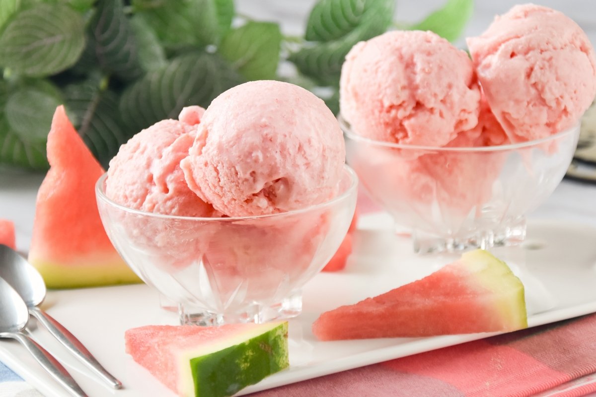 plated watermelon ice cream