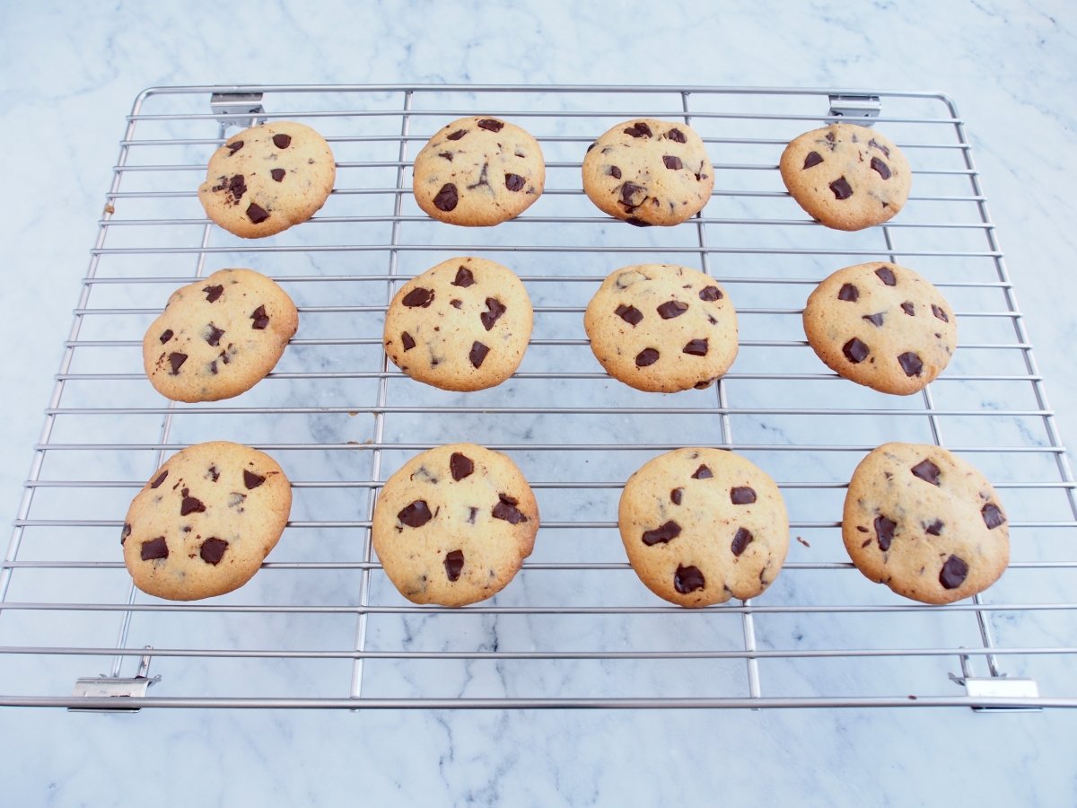 Bake the chocolate chip cookies and let them cool on a wire rack.