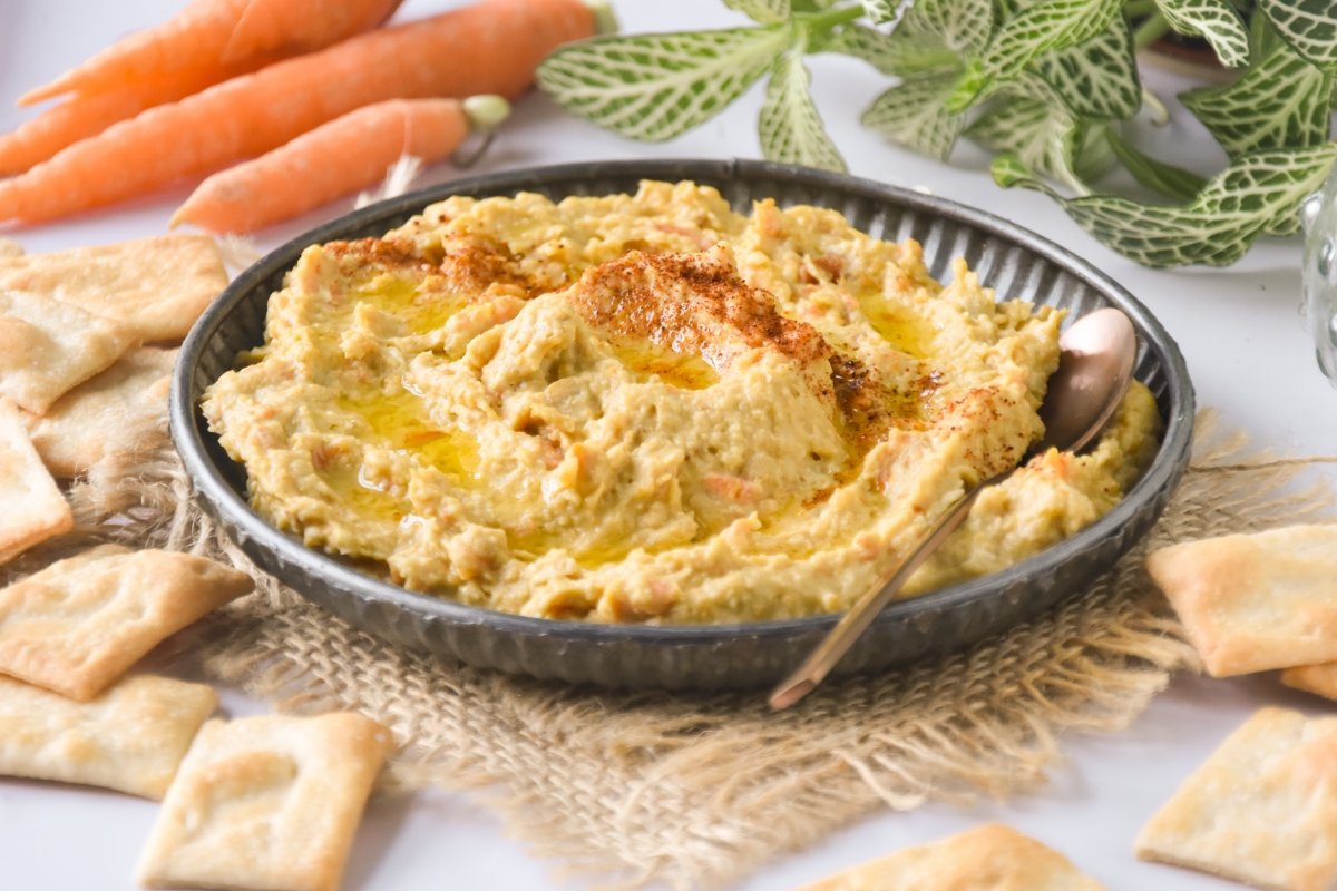 Hummus de zanahoria con crudités