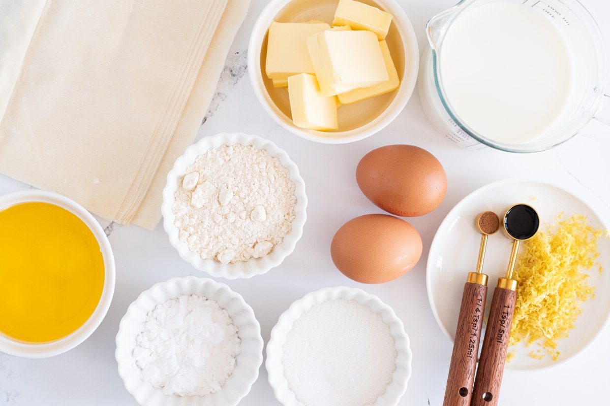 Ingredientes de la bougatsa griega