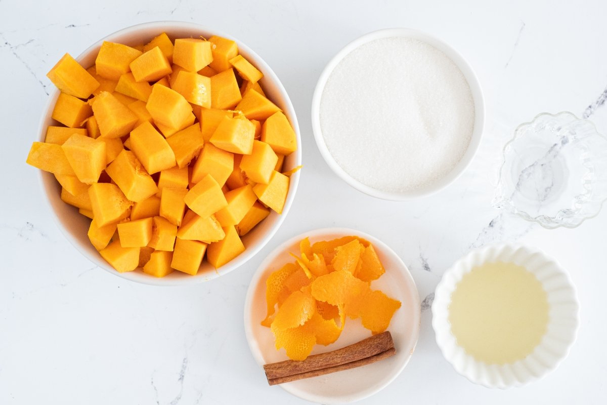 Ingredientes de la calabaza confitada
