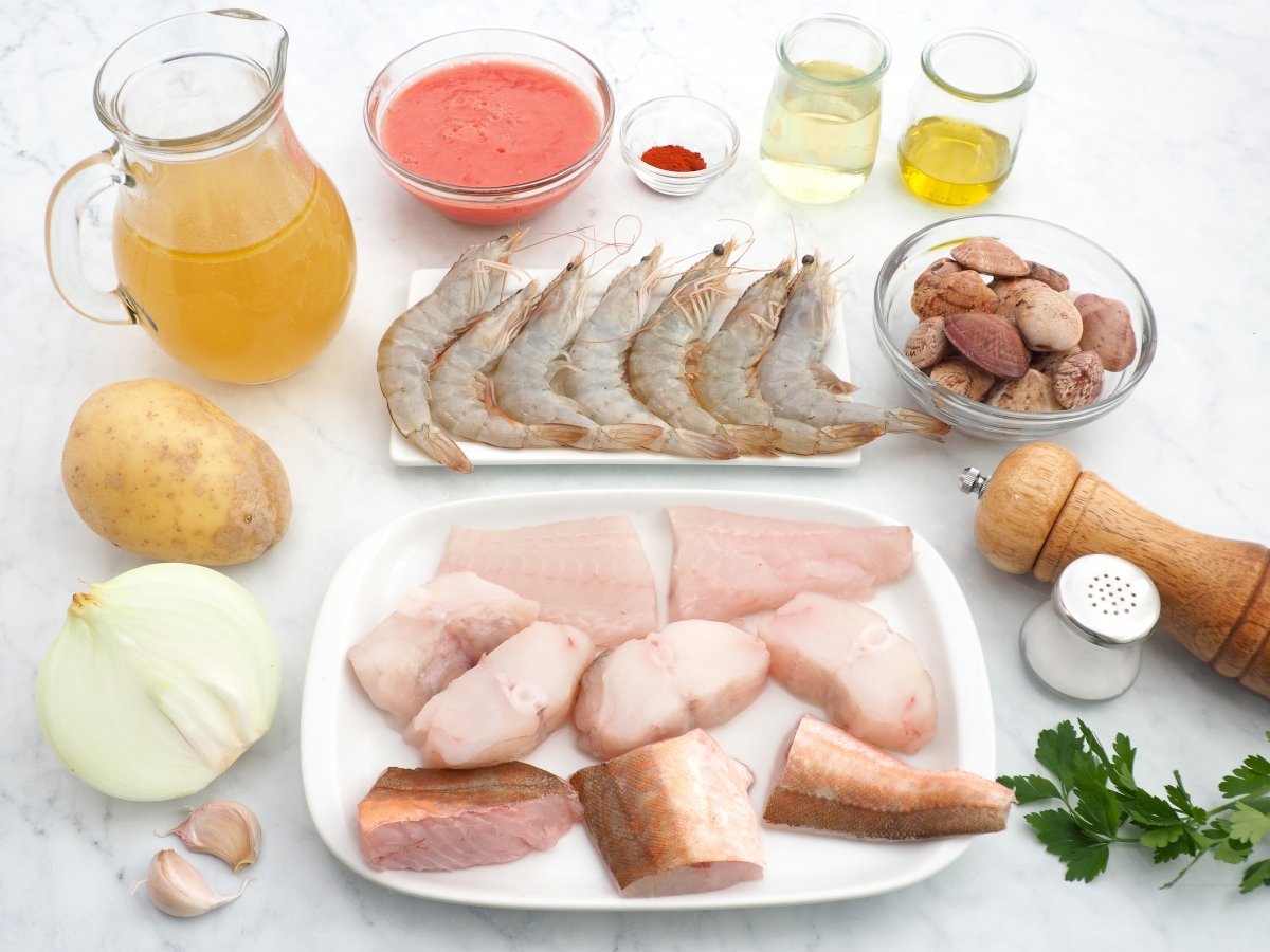 Ingredientes de la cazuela de pescado