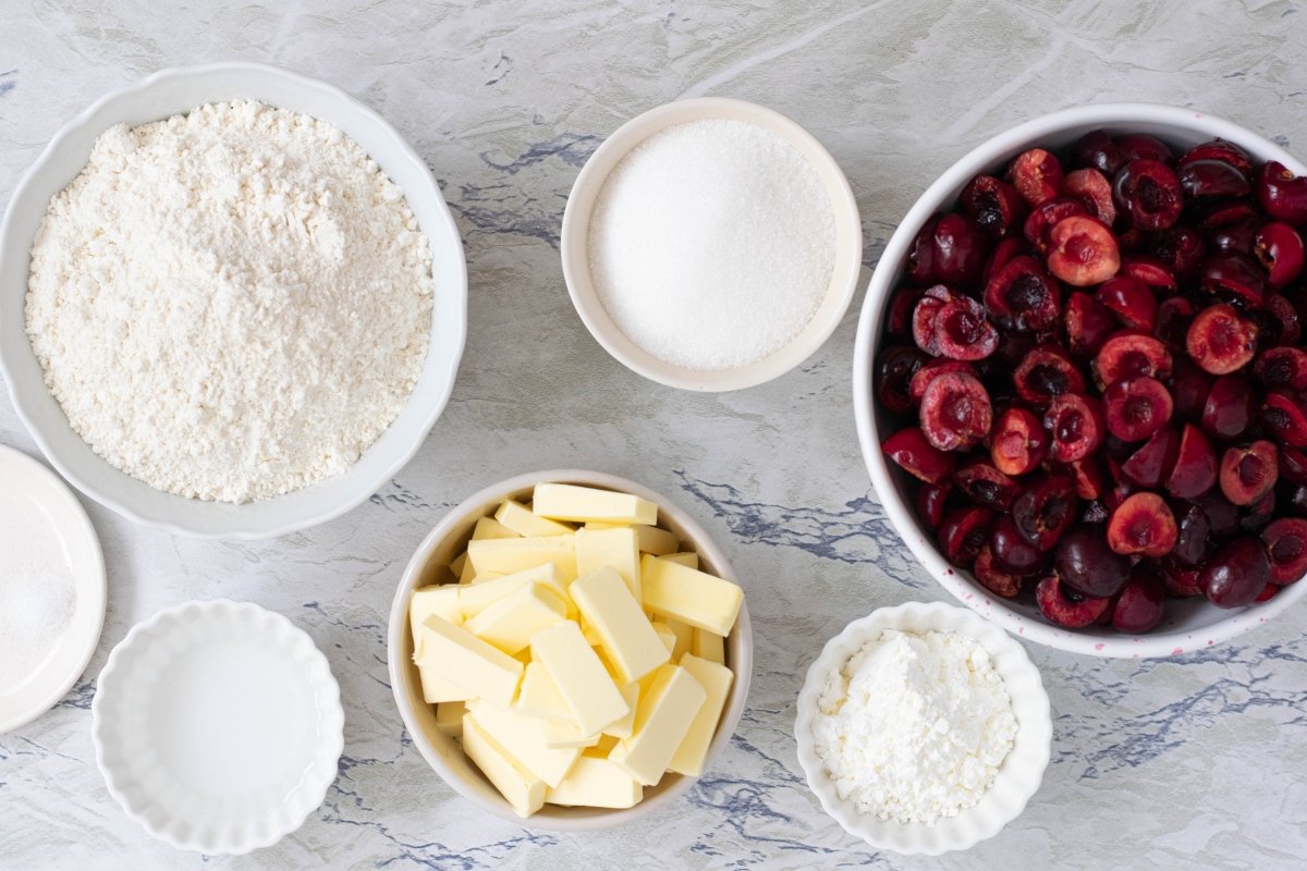 Ingredients of the cherry pie or American cherry pie