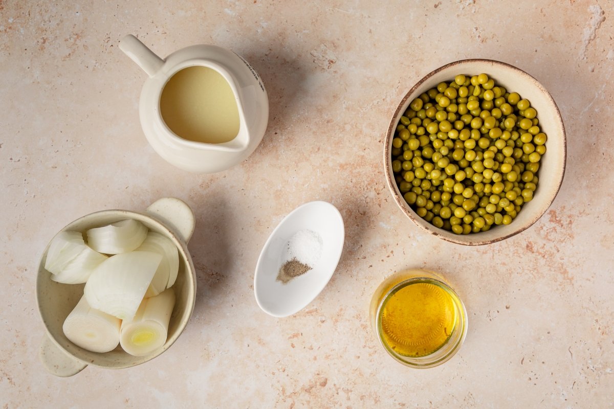 Ingredientes de la crema de guisantes en Thermomix