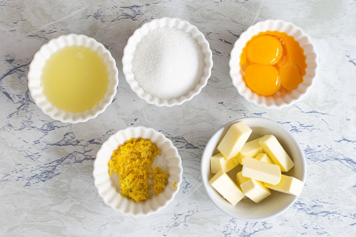 Ingredientes de la crema de limón o lemon curd