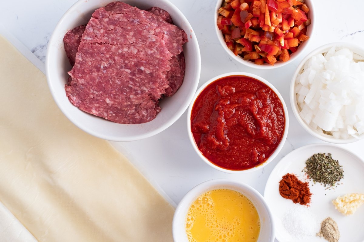 Ingredientes de la empanada de carne picada