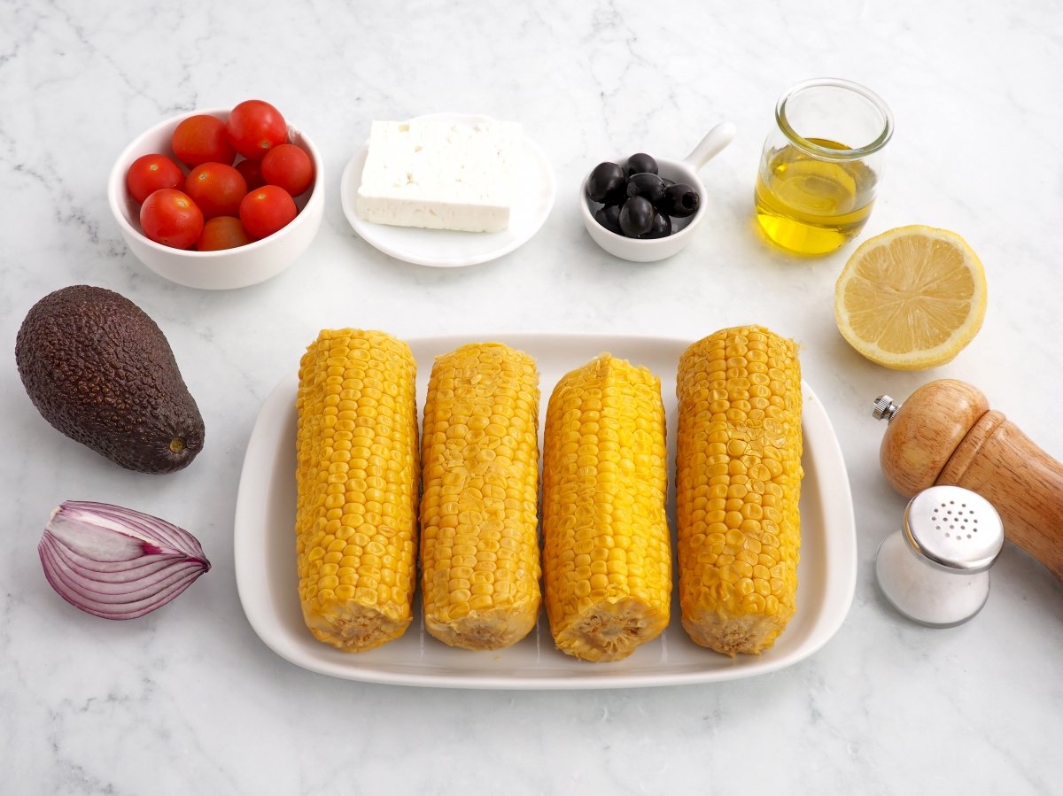 Ingredientes de la ensalada de maíz