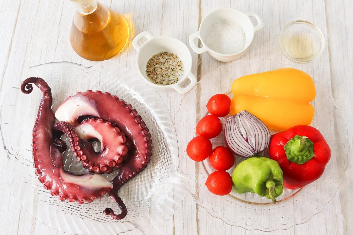 Ingredientes de la ensalada de pulpo