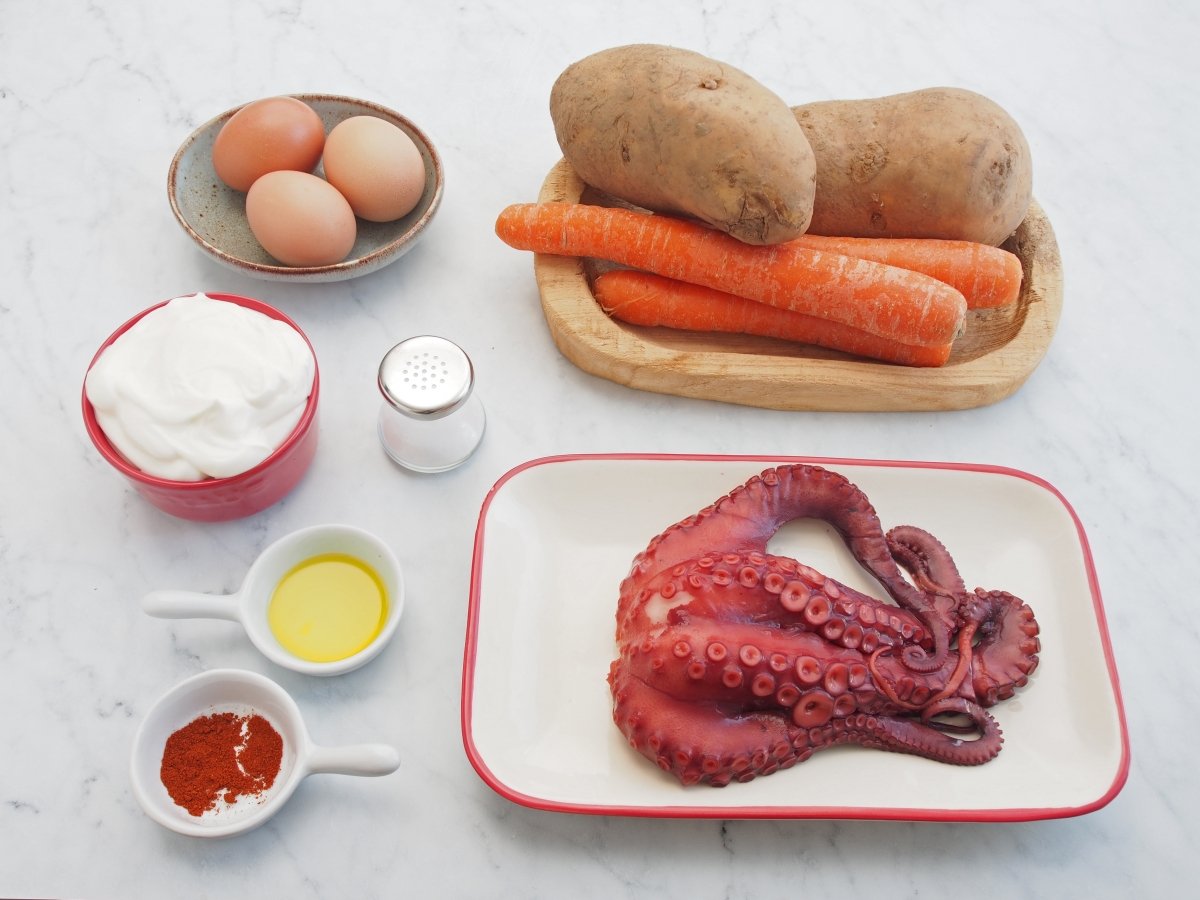 Ingredientes de la ensaladilla de pulpo