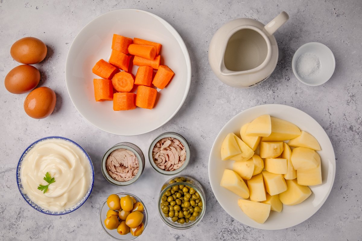 Ingredientes de la ensaladilla rusa en Thermomix