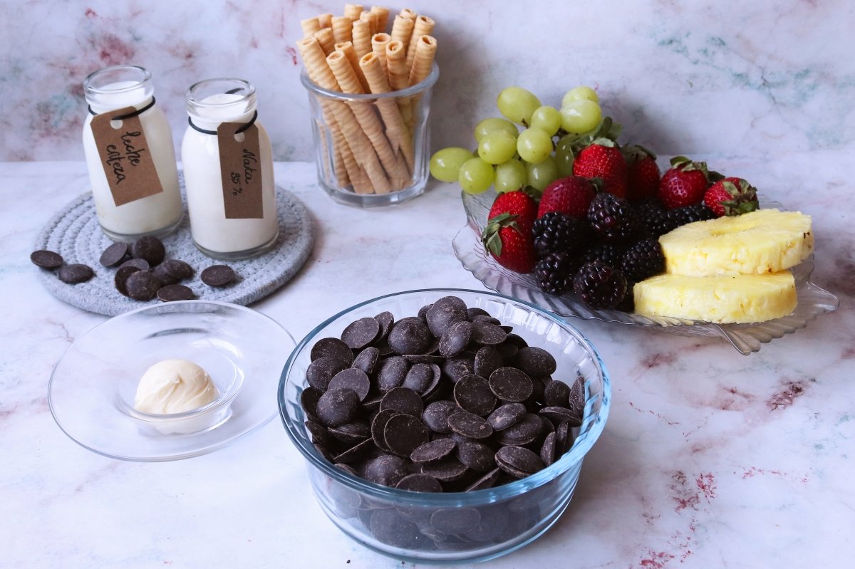 Ingredientes de la fondue de chocolate