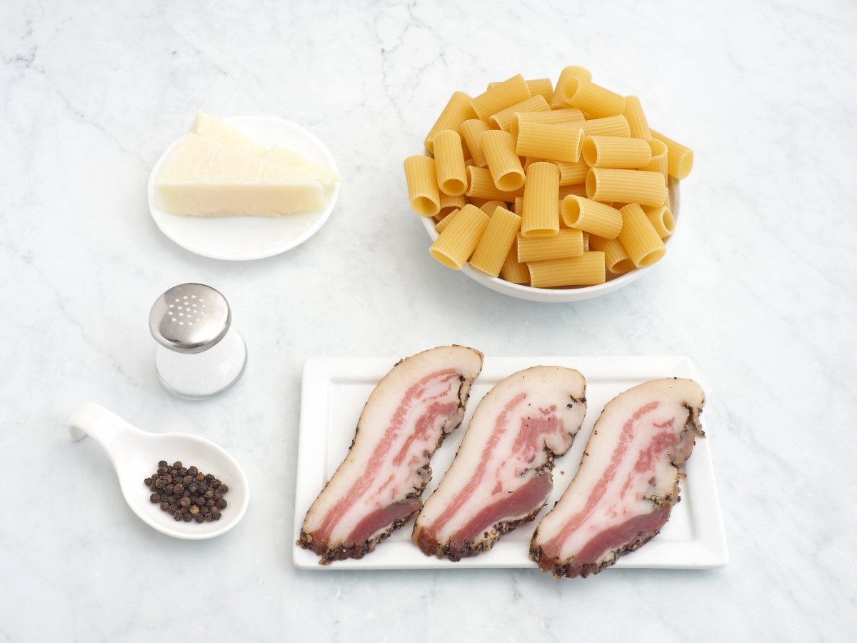 Ingredientes de la pasta alla gricia
