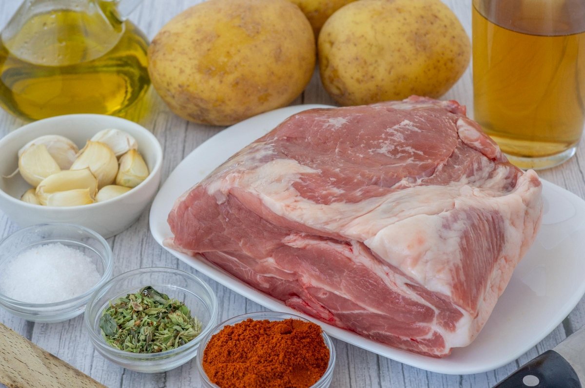 Ingredientes de la prueba de cerdo