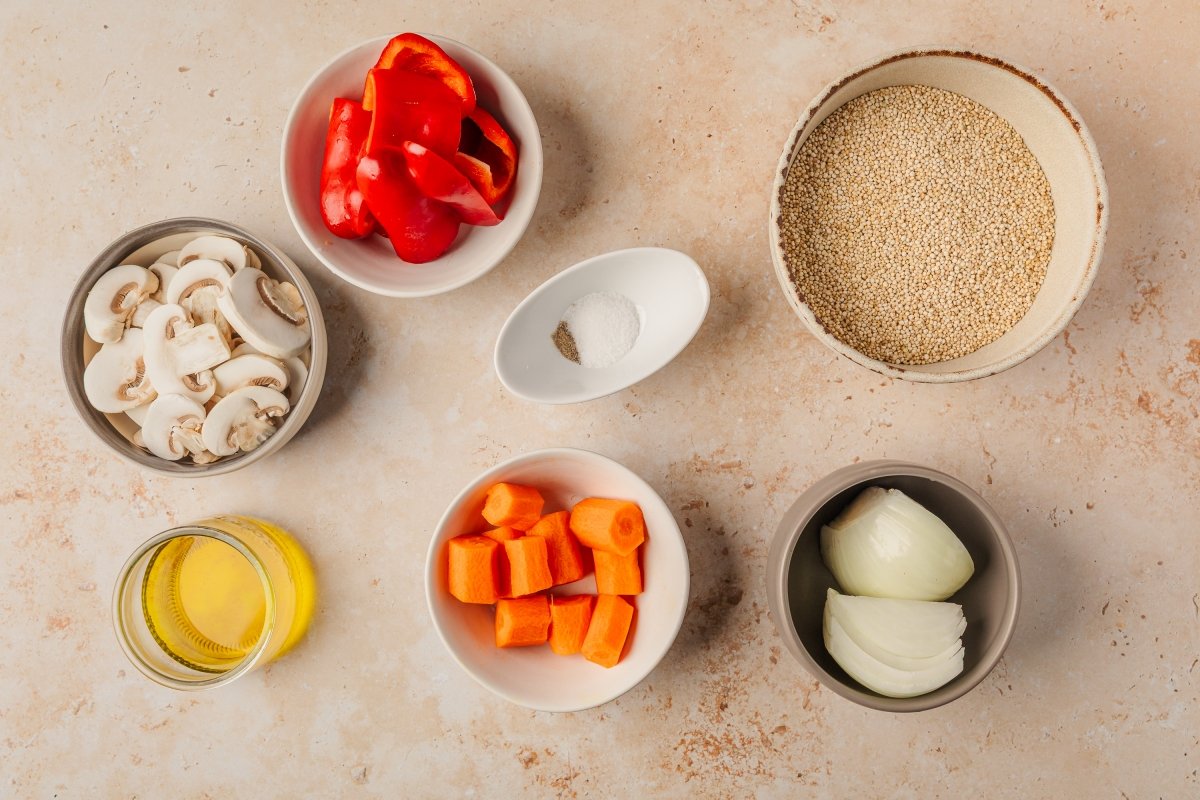Ingredientes de la quinoa con verduras en Thermomix