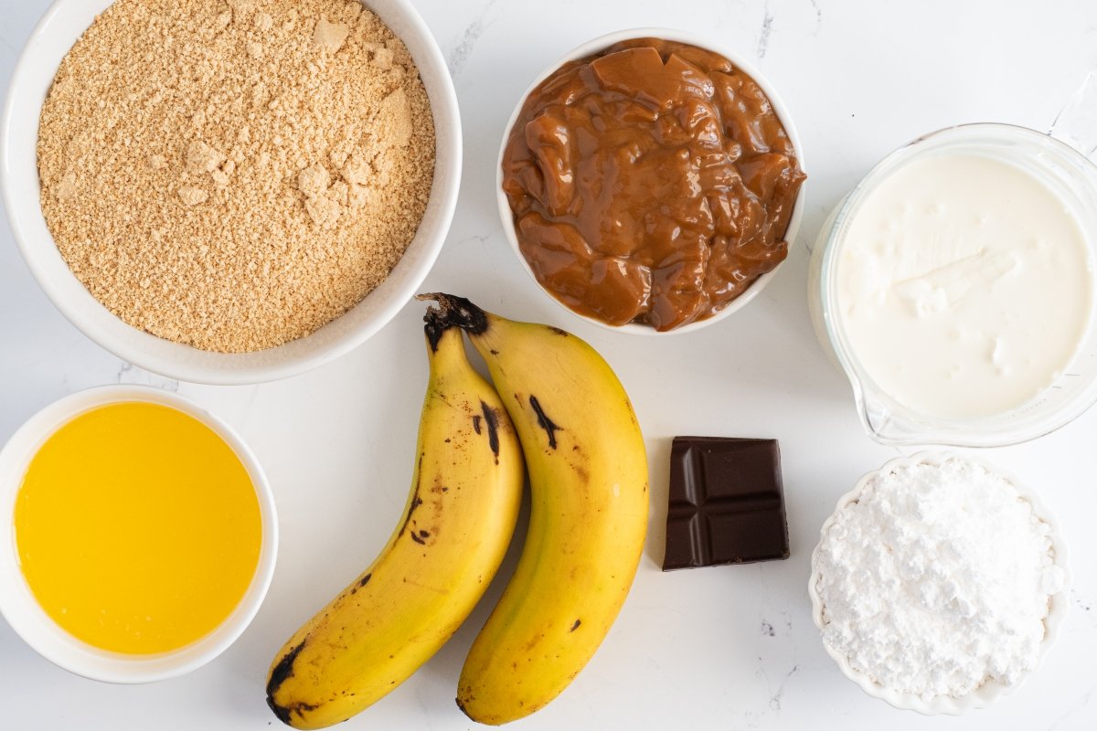Ingredientes de la tarta banoffee