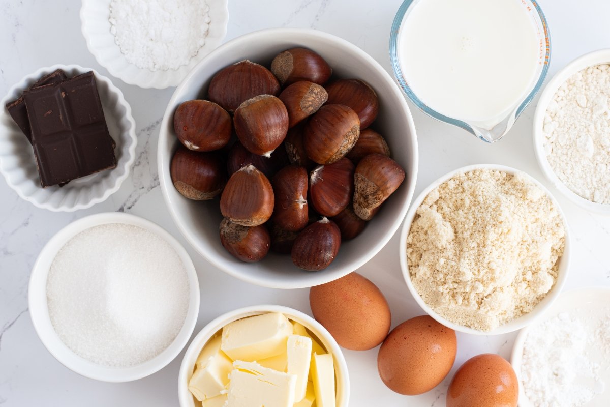 Ingredientes de la tarta de castañas