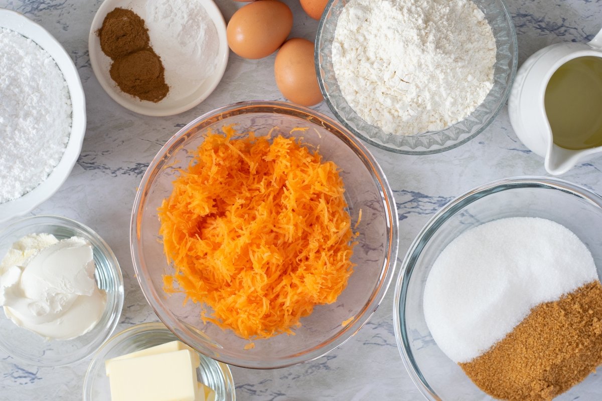Ingredientes de la tarta de zanahoria