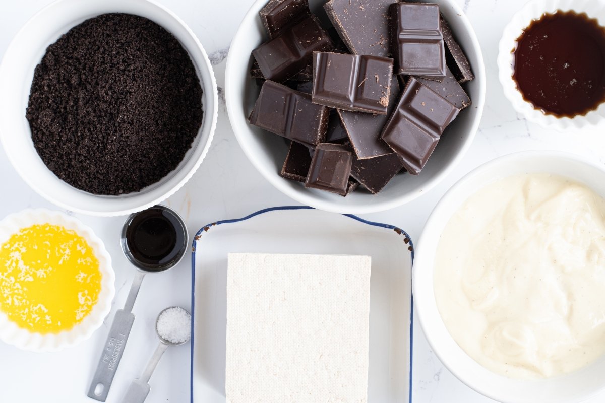 Ingredientes de la tarta vegana de chocolate