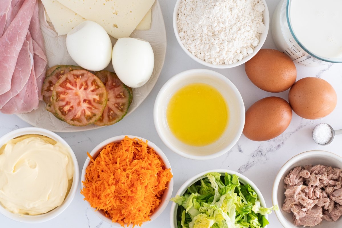 Ingredientes de la torre de panqueques