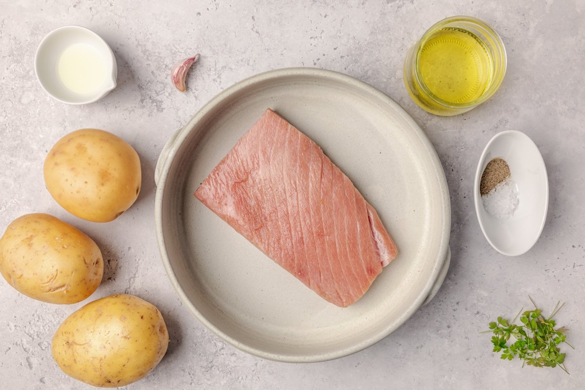 Ingredientes de la ventresca de atún al horno