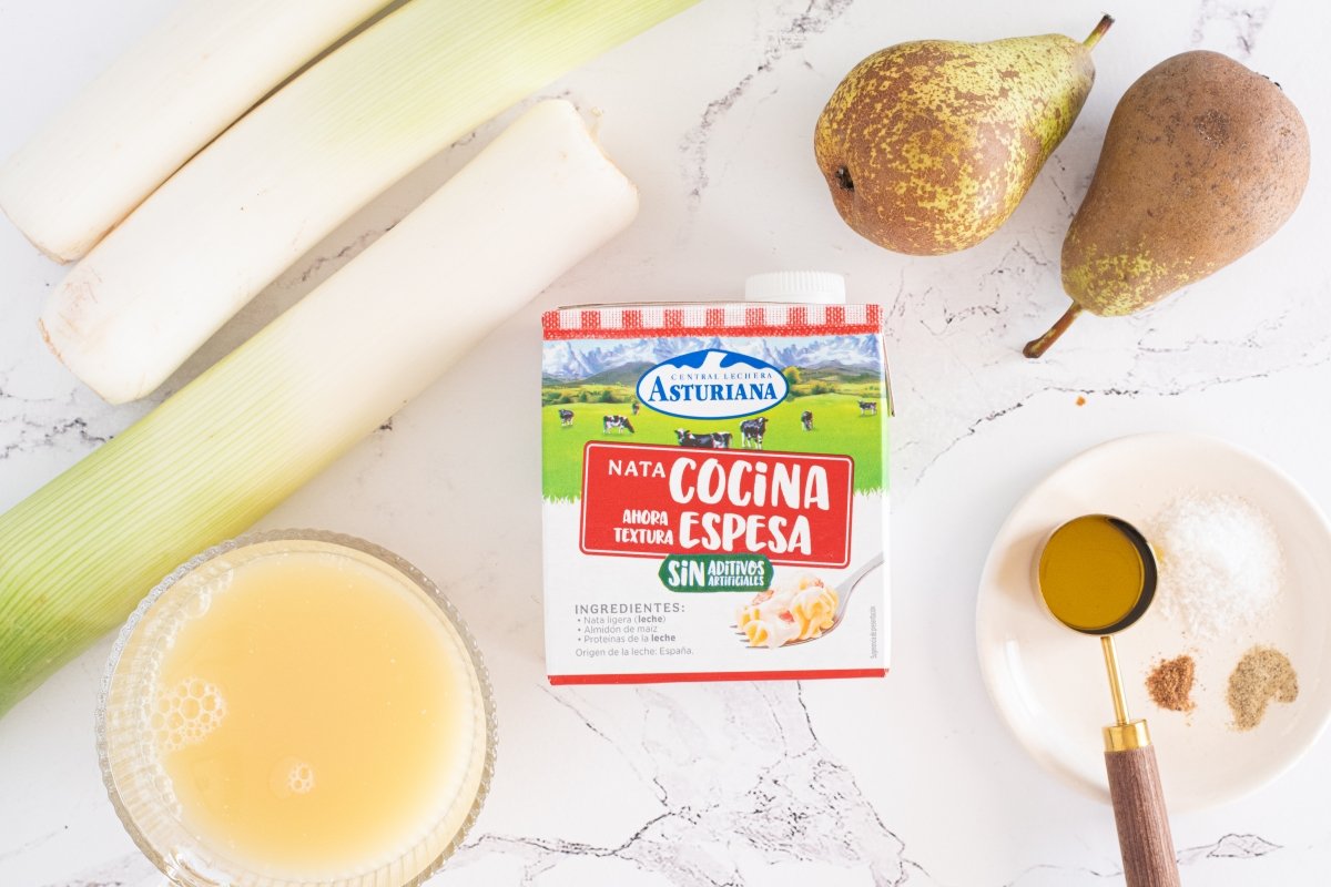 Ingredientes de la vichyssoise de pera