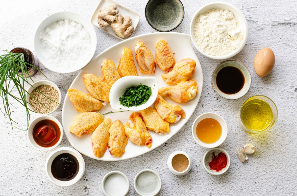 Ingredientes de las alitas de pollo al estilo coreano