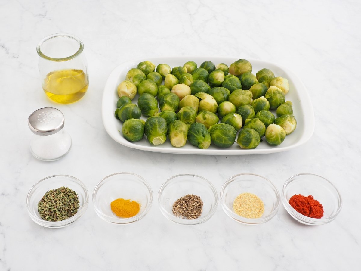 Ingredientes de las coles de Bruselas al horno