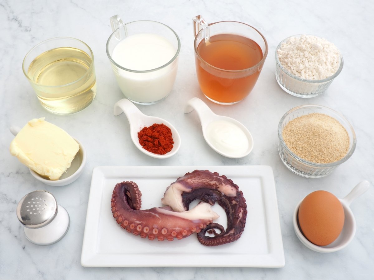 Ingredientes de las croquetas de pulpo