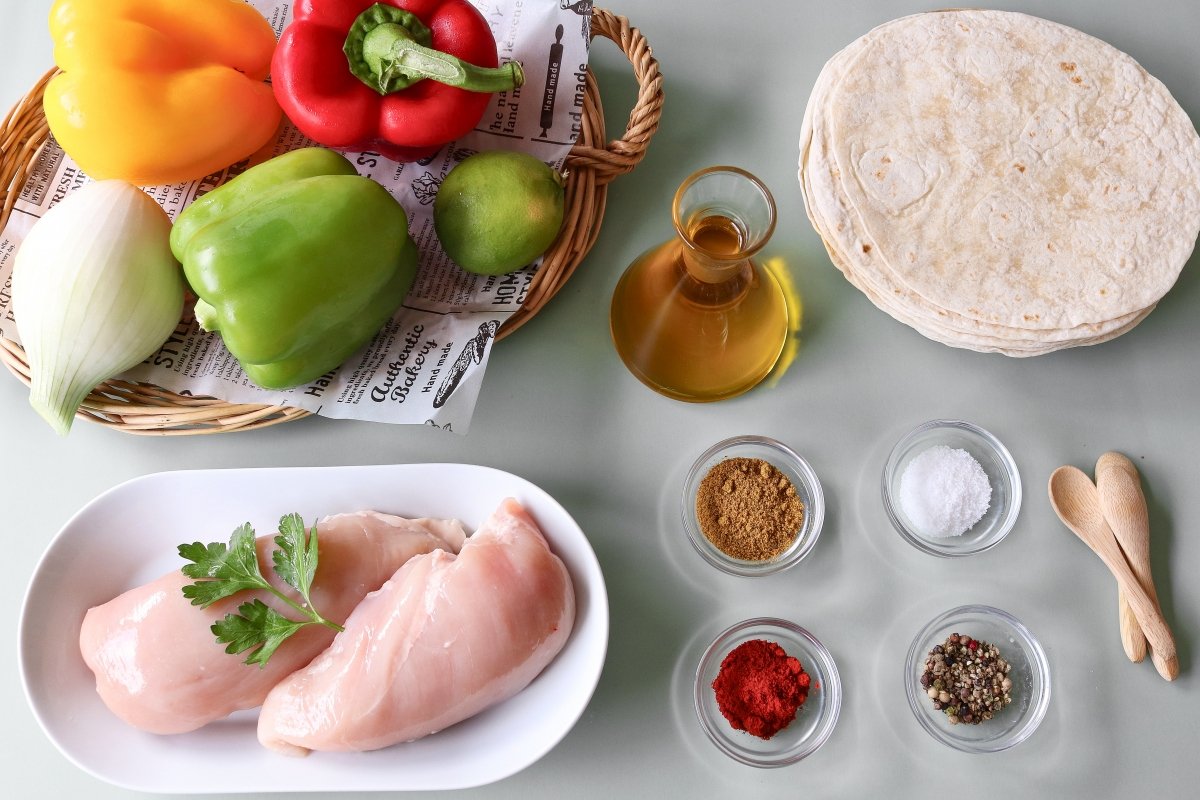 Ingredientes de las fajitas de maíz