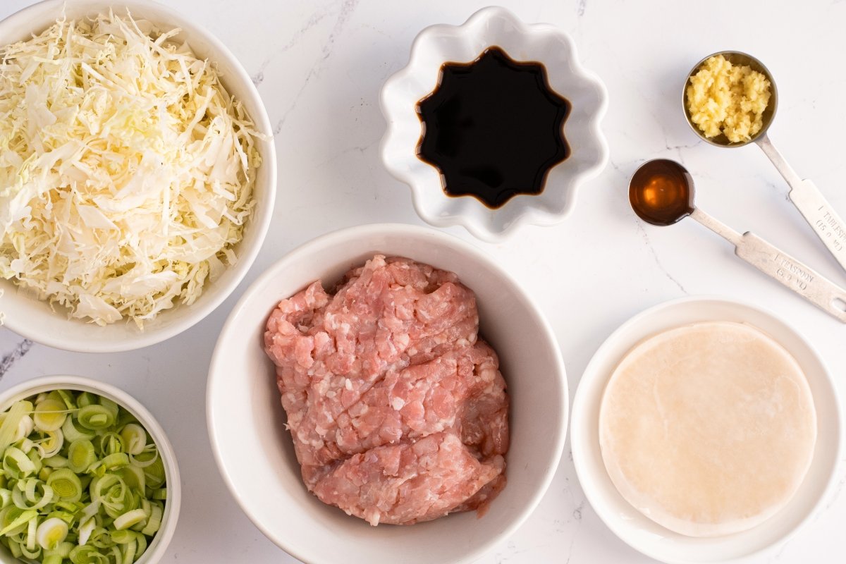 Ingredientes de las gyozas de pollo