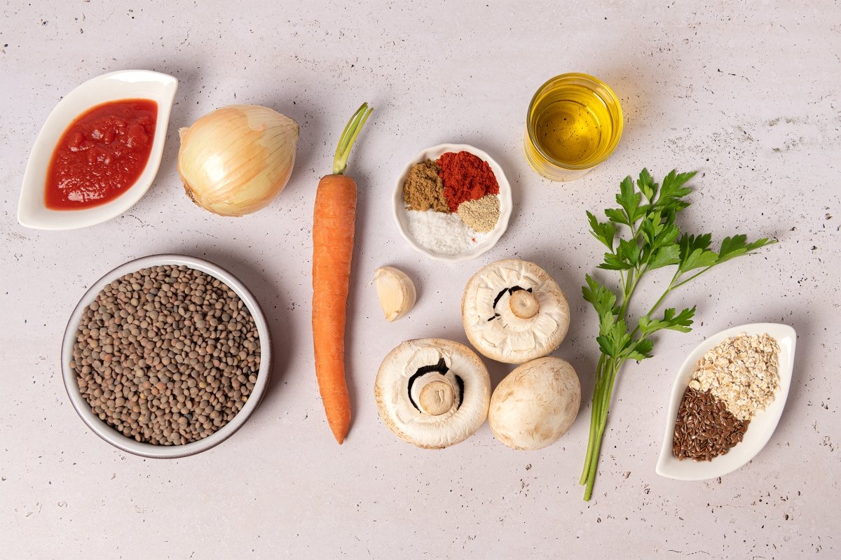 Ingredientes de las hamburguesas de lentejas