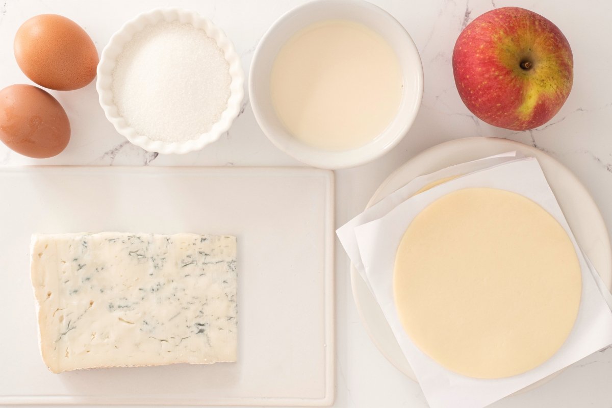 Ingredientes de las tartaletas de queso Gorgonzola con manzana