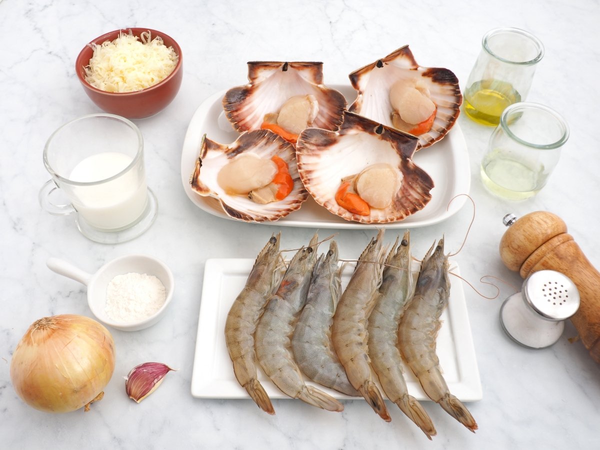 Ingredientes de las vieiras rellenas