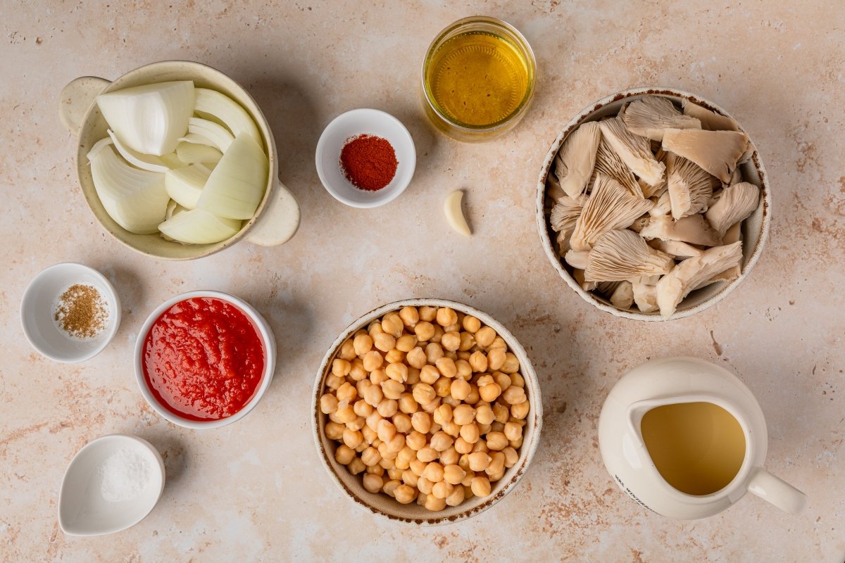 Ingredientes de los callos veganos con y sin Thermomix