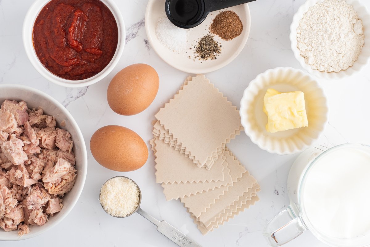 Ingredientes de los canelones de atún