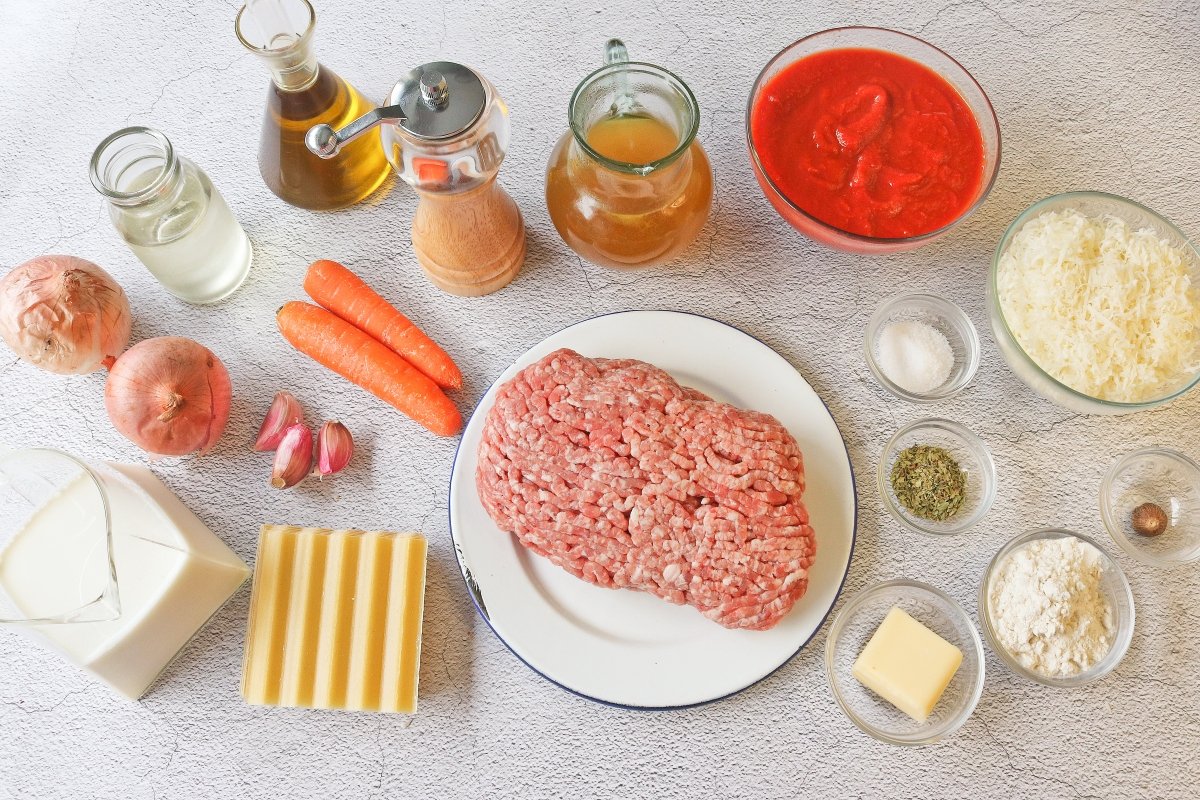 Ingredientes de los canelones en freidora de aire