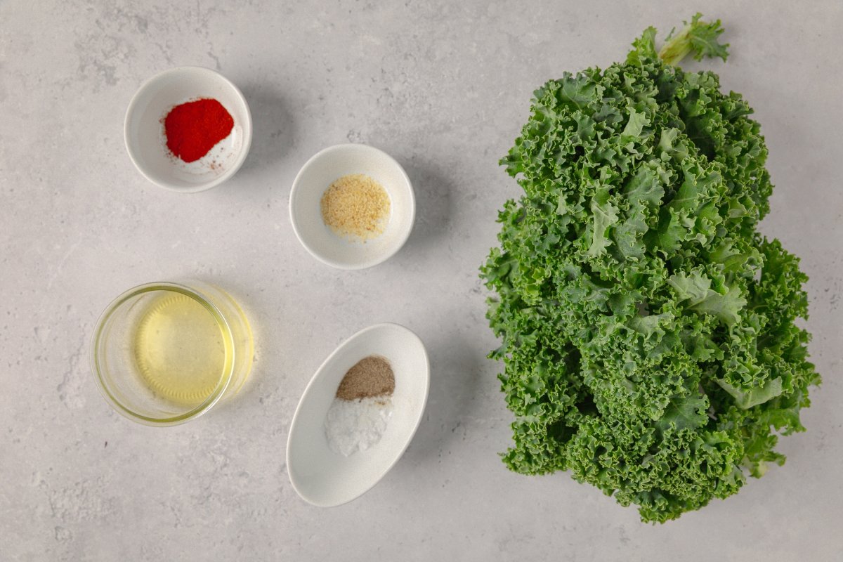 Ingredientes de los chips de kale al horno