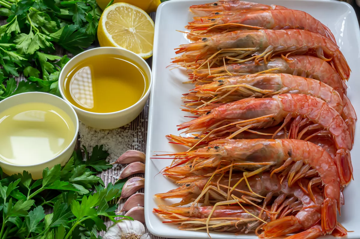 Ingredientes para preparar gambones al horno (para 4 personas)
