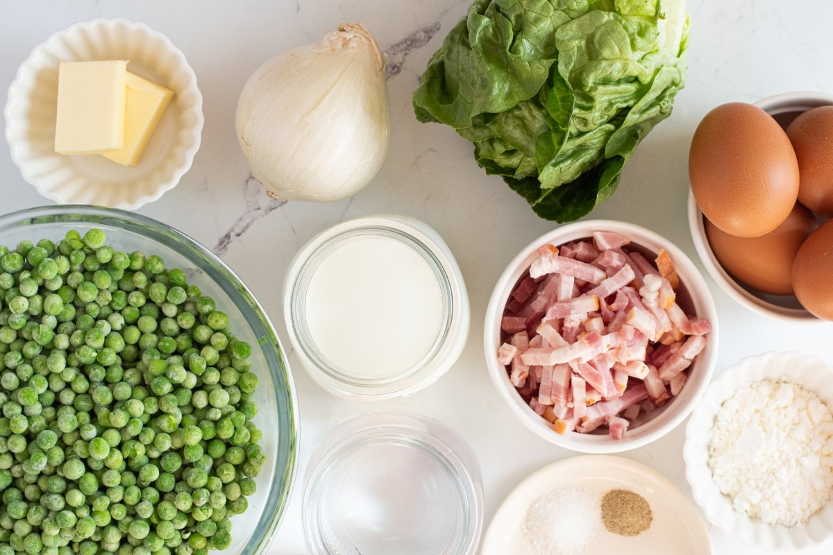 Ingredientes de los guisantes a la francesa