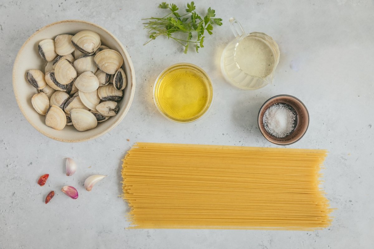 Ingredientes de los spaghetti alle vongole