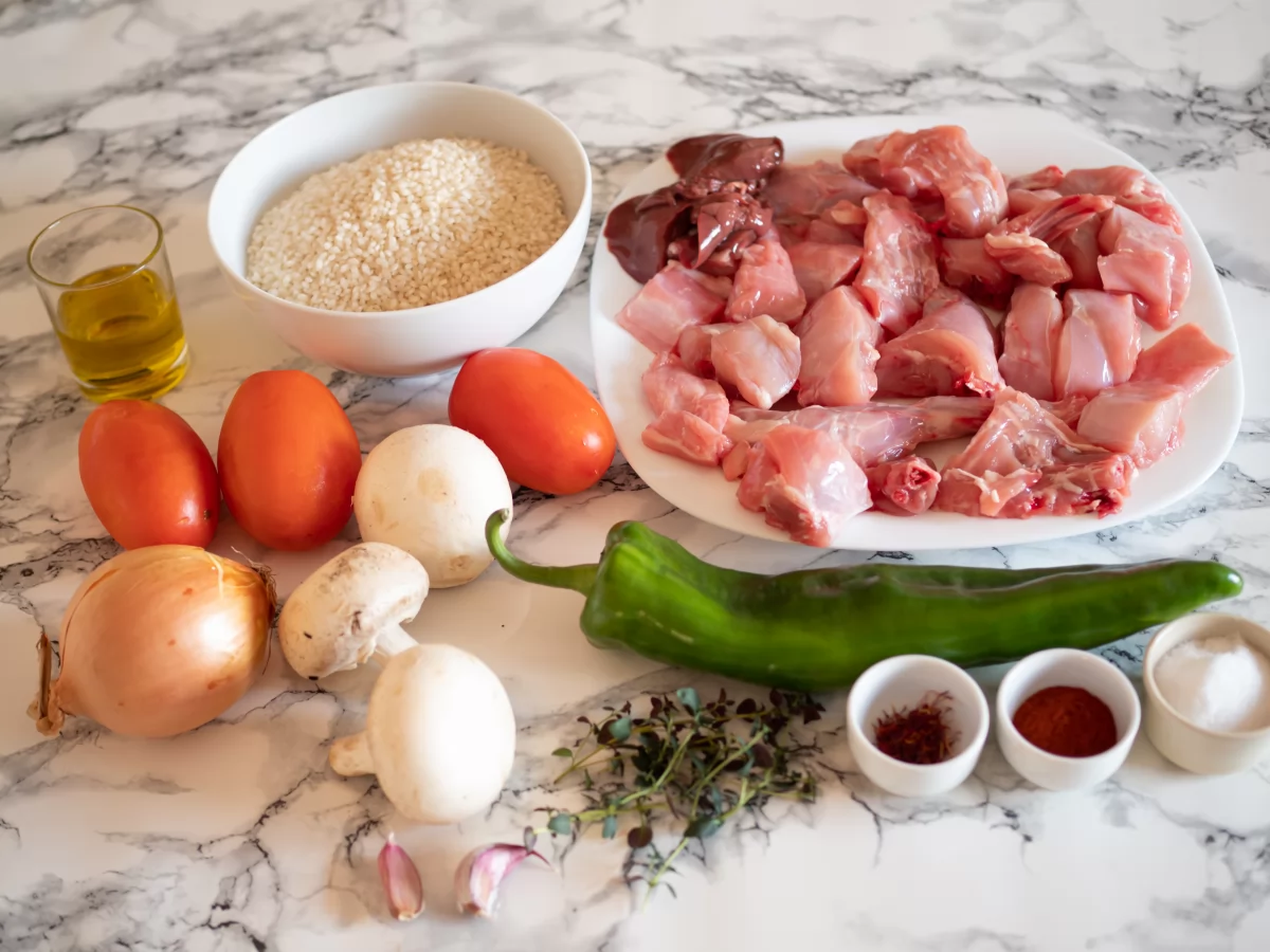 Ingredientes del arroz caldoso de conejo *