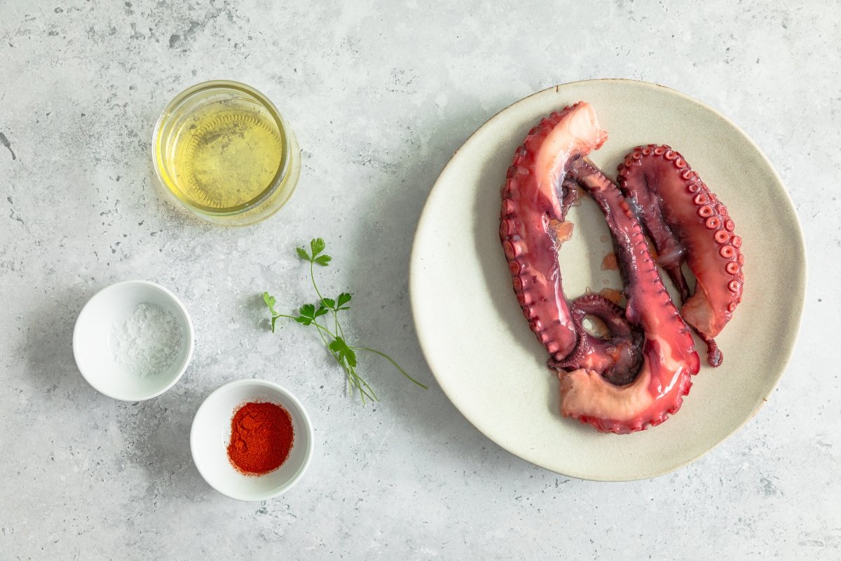 Ingredientes del carpaccio de pulpo