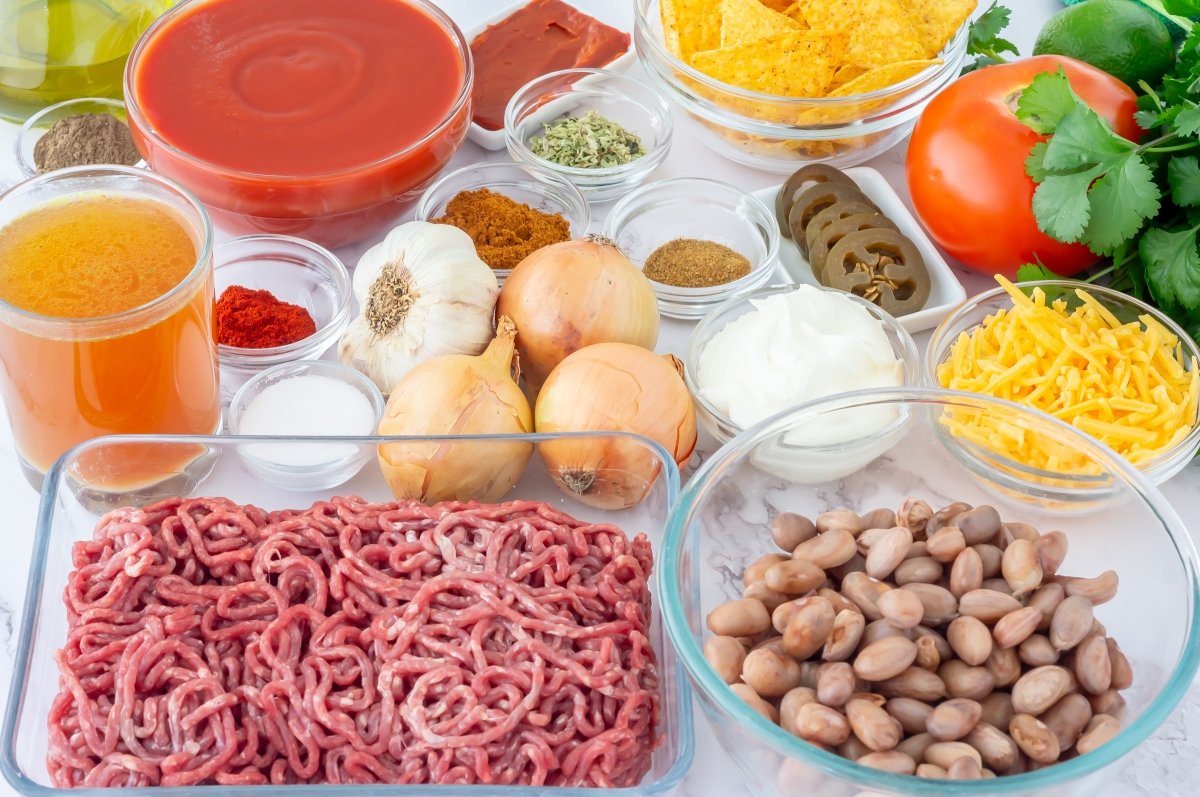 Ingredientes del chili con carne en Crock Pot