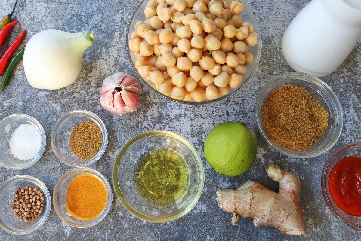 Ingredientes del curry de garbanzos