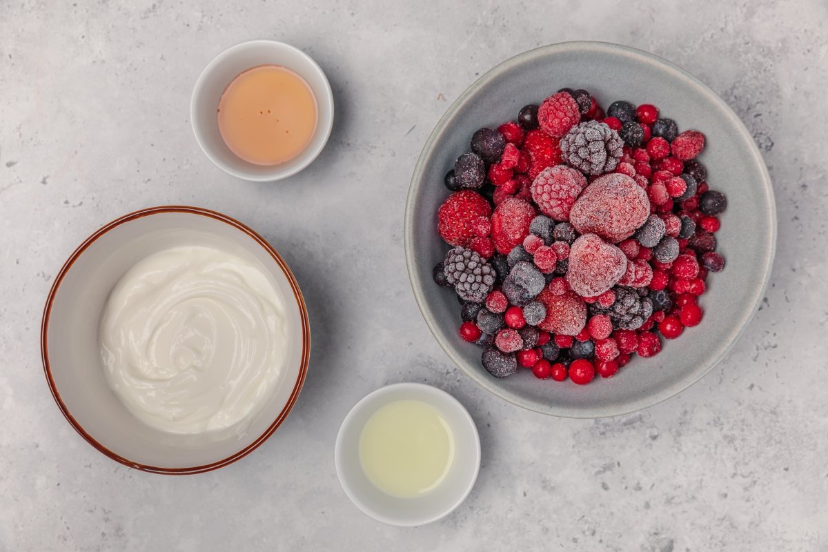 Ingredientes del helado de frutas congeladas en Thermomix