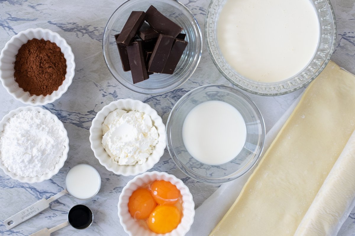 Ingredients for chocolate millefeuille